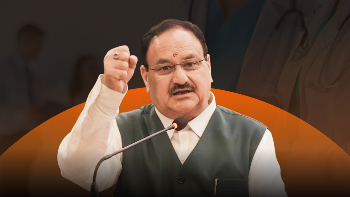 JP Nadda addressing a webinar, emphasizing AI & digital healthcare in medical education reform.